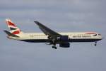 B 767-300 British Airways Boeing 767-336(ER) in London Heathrow am 09.01.10 im Anflug auf Bahn 09L