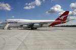 B 747-400/149355/eine-boeing-b-747-400-der-qantas Eine Boeing B 747-400 der Qantas aufgenommen in Frankfurt am 10.07.2011. Reg: VH-OJB