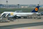 Lufthansas neuer Logojet. Die Boeing 747-400 mit Reg: D-ABVH. Aufgenommen am 10.05.2010 in Frankfurt.