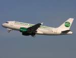 Die neue A319 D-ASTZ der Germania am 16.04.2011 in Dsseldorf