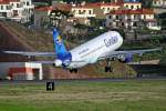 Ein Airbus 320-200 der Condor beim Take Off in Funchal aufgenommen am 04.11.2010. Reg: D-AICG.